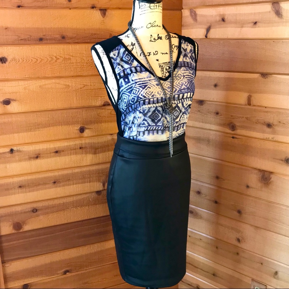 Faux Leather Pencil Skirt